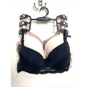 Tahari Push Up Bra 3 Pack Size 36C Black White Pink Mesh Essenntial Lift